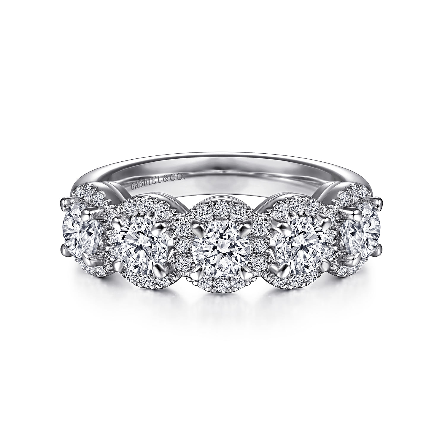 Fancy Wedding Ring in 14k White Gold with Round Natural Diamond at Gabriel & Co. - Shot 1