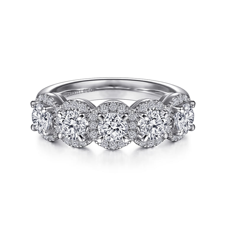 Fancy Wedding Ring in 14k White Gold with Round Natural Diamond at Gabriel & Co. - Shot 1