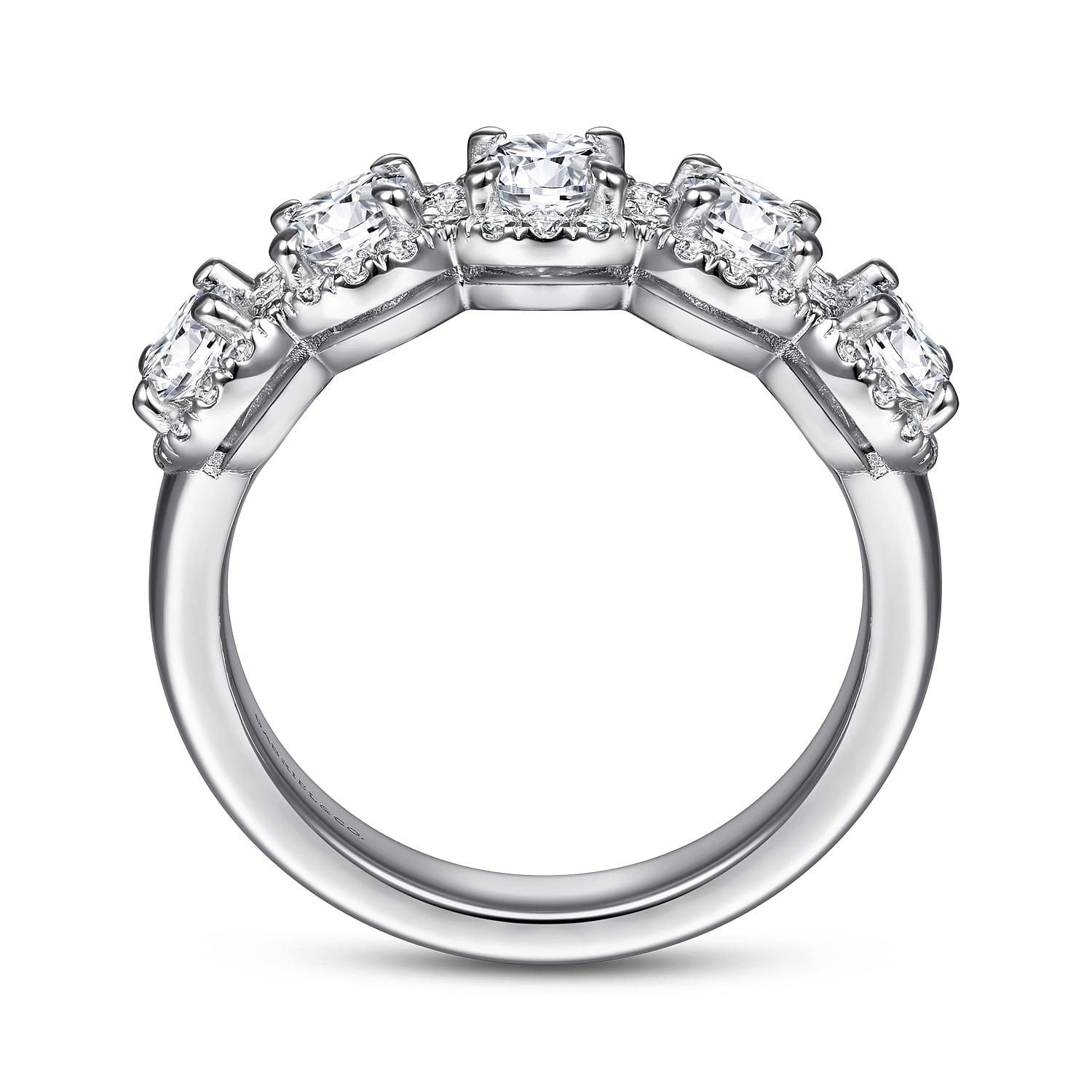 Fancy Wedding Ring in 14k White Gold with Round Natural Diamond at Gabriel & Co. - Shot 2