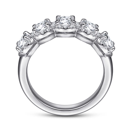 Troy - 14K White Gold Round Diamond Halo Station Anniversary Band
