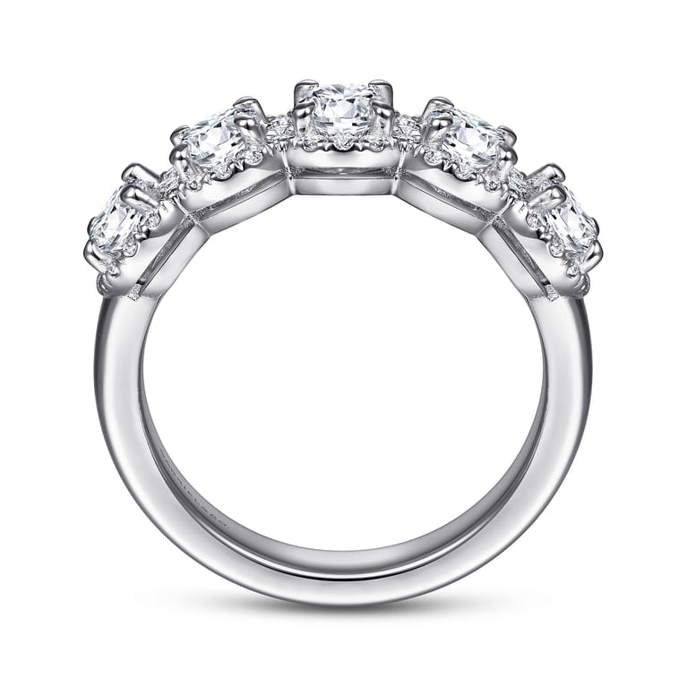 Fancy Wedding Ring in 14k White Gold with Round Natural Diamond at Gabriel & Co. - Shot 2