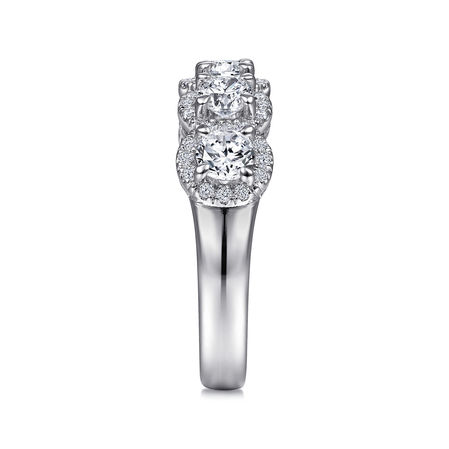 Fancy Wedding Ring in 14k White Gold with Round Natural Diamond at Gabriel & Co. - Shot 4