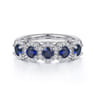 Fancy Wedding Ring in 14k White Gold with Round Sapphire at Gabriel & Co.