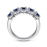 Fancy Wedding Ring in 14k White Gold with Round Sapphire at Gabriel & Co.