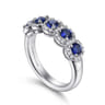 Fancy Wedding Ring in 14k White Gold with Round Sapphire at Gabriel & Co.