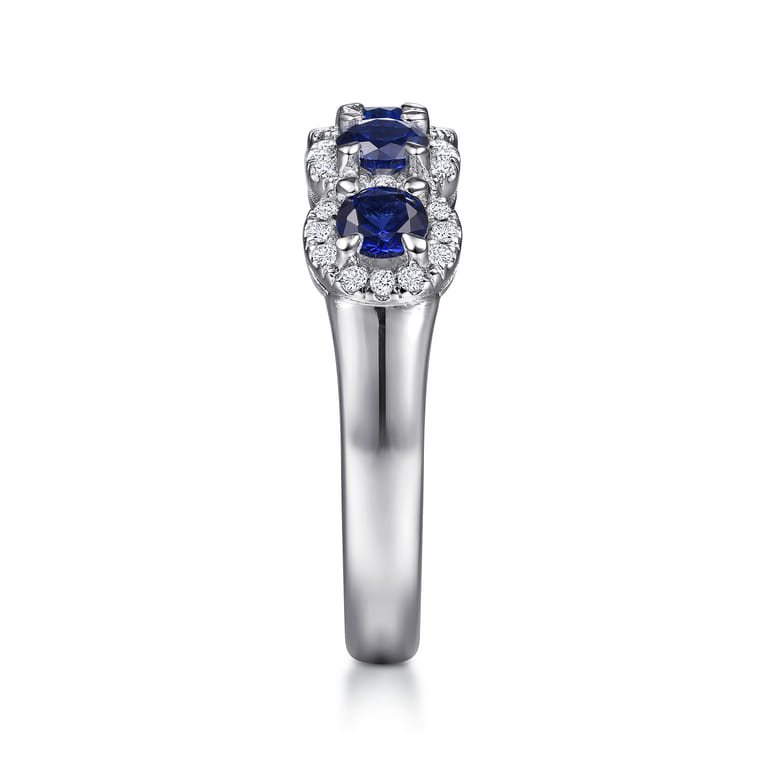 Fancy Wedding Ring in 14k White Gold with Round Sapphire at Gabriel & Co. - Shot 4