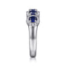 Fancy Wedding Ring in 14k White Gold with Round Sapphire at Gabriel & Co.