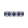 Fancy Wedding Ring in 14k White Gold with Round Sapphire at Gabriel & Co.