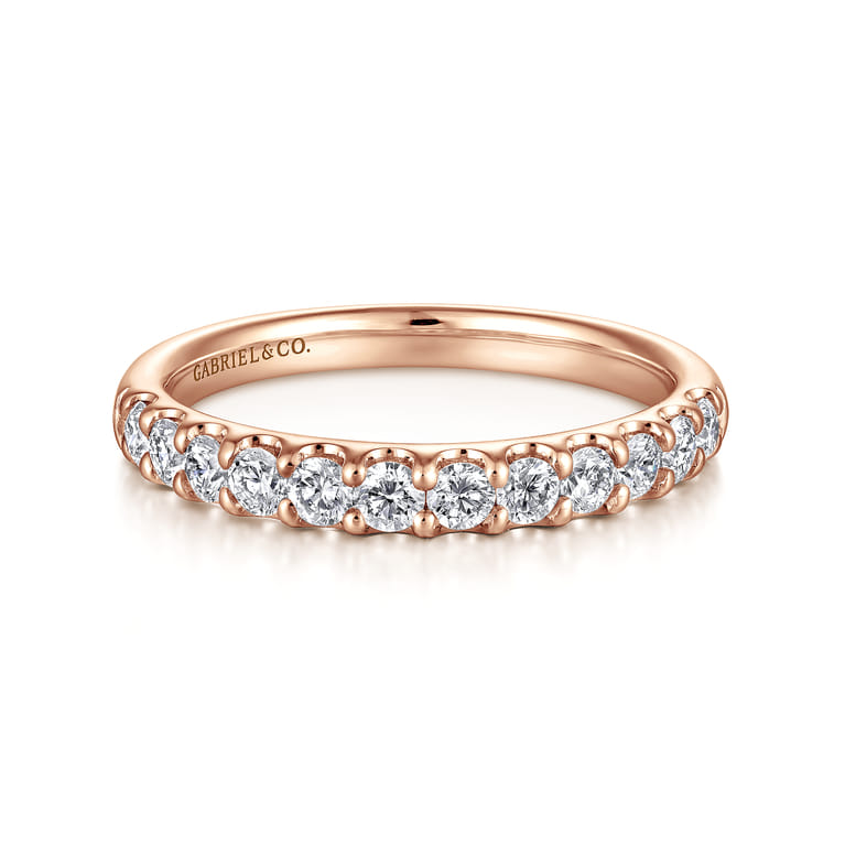 Straight Wedding Ring in 14k Rose Gold with Round Natural Diamond at Gabriel & Co. - Shot 1