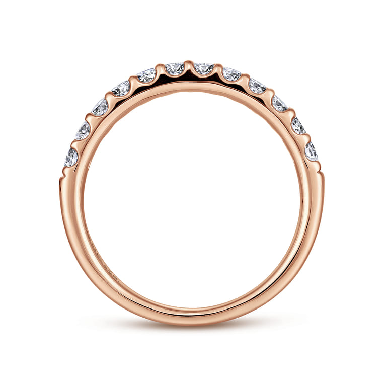 Straight Wedding Ring in 14k Rose Gold with Round Natural Diamond at Gabriel & Co. - Shot 2