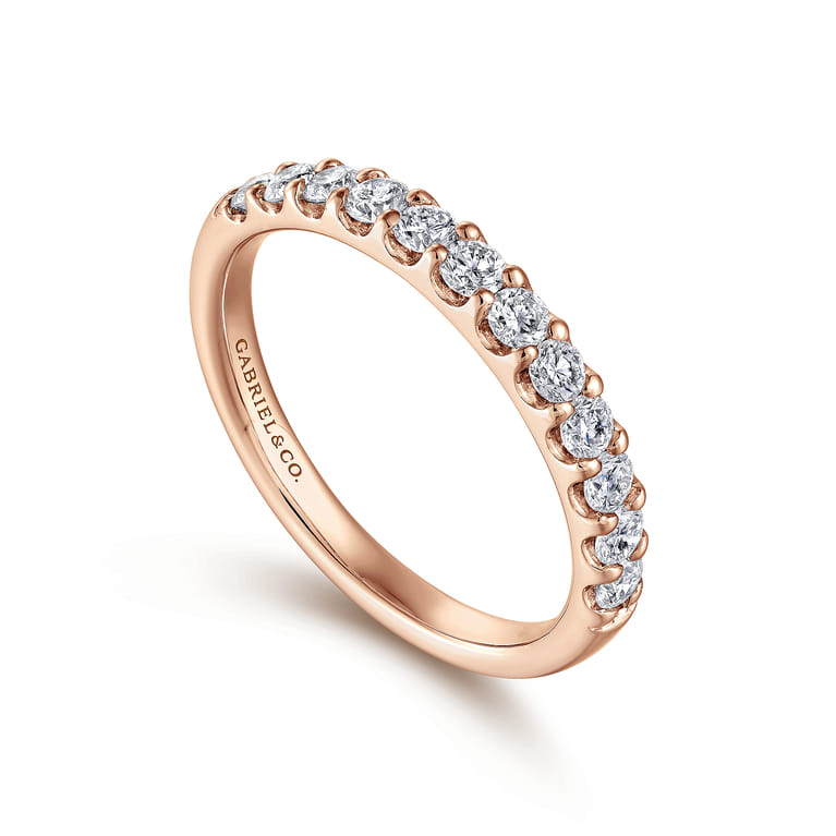 Straight Wedding Ring in 14k Rose Gold with Round Natural Diamond at Gabriel & Co. - Shot 3