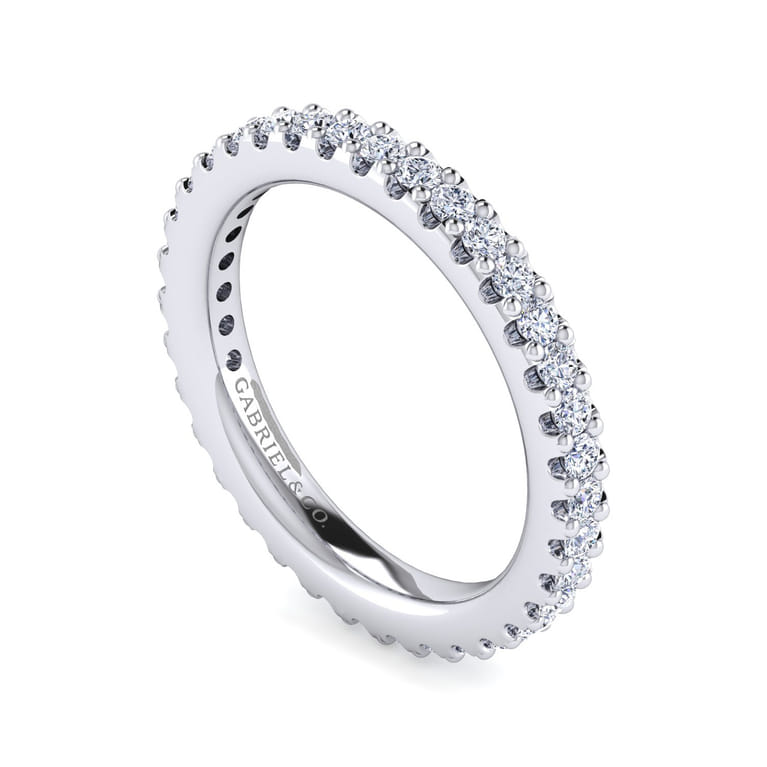 Eternity Band Wedding Ring in 14k White Gold with  Natural Diamond at Gabriel & Co. - Shot 3