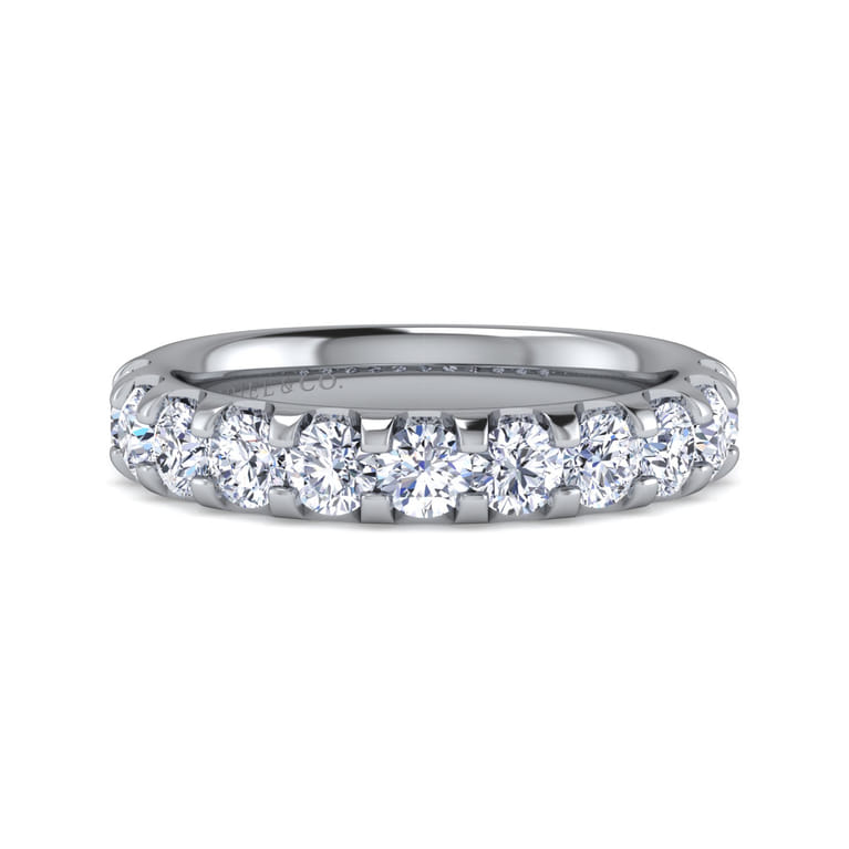 Straight Wedding Ring in 14k White Gold with Round Natural Diamond at Gabriel & Co. - Shot 1