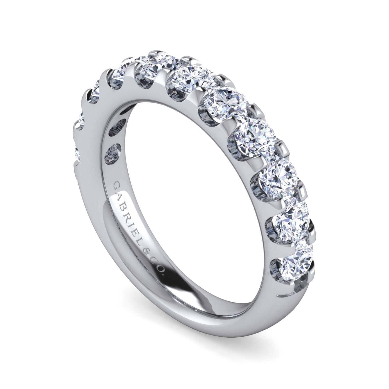 Straight Wedding Ring in 14k White Gold with Round Natural Diamond at Gabriel & Co. - Shot 3