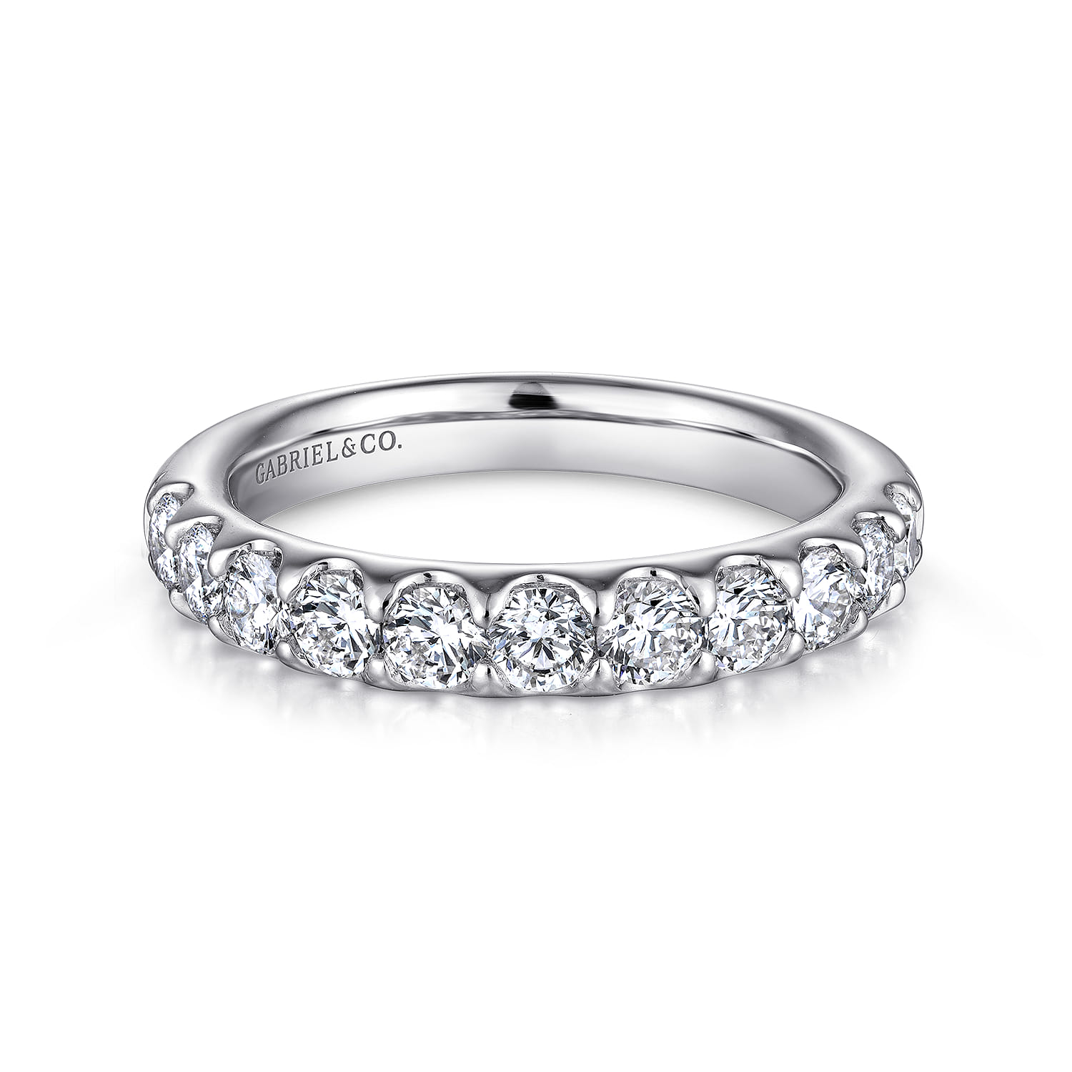 Straight Wedding Ring in 14k White Gold with Round Natural Diamond at Gabriel & Co. - Shot 1