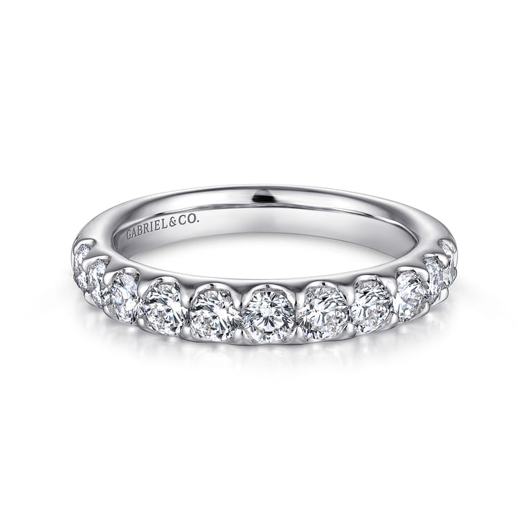 Straight Wedding Ring in 14k White Gold with Round Natural Diamond at Gabriel & Co. - Shot 1