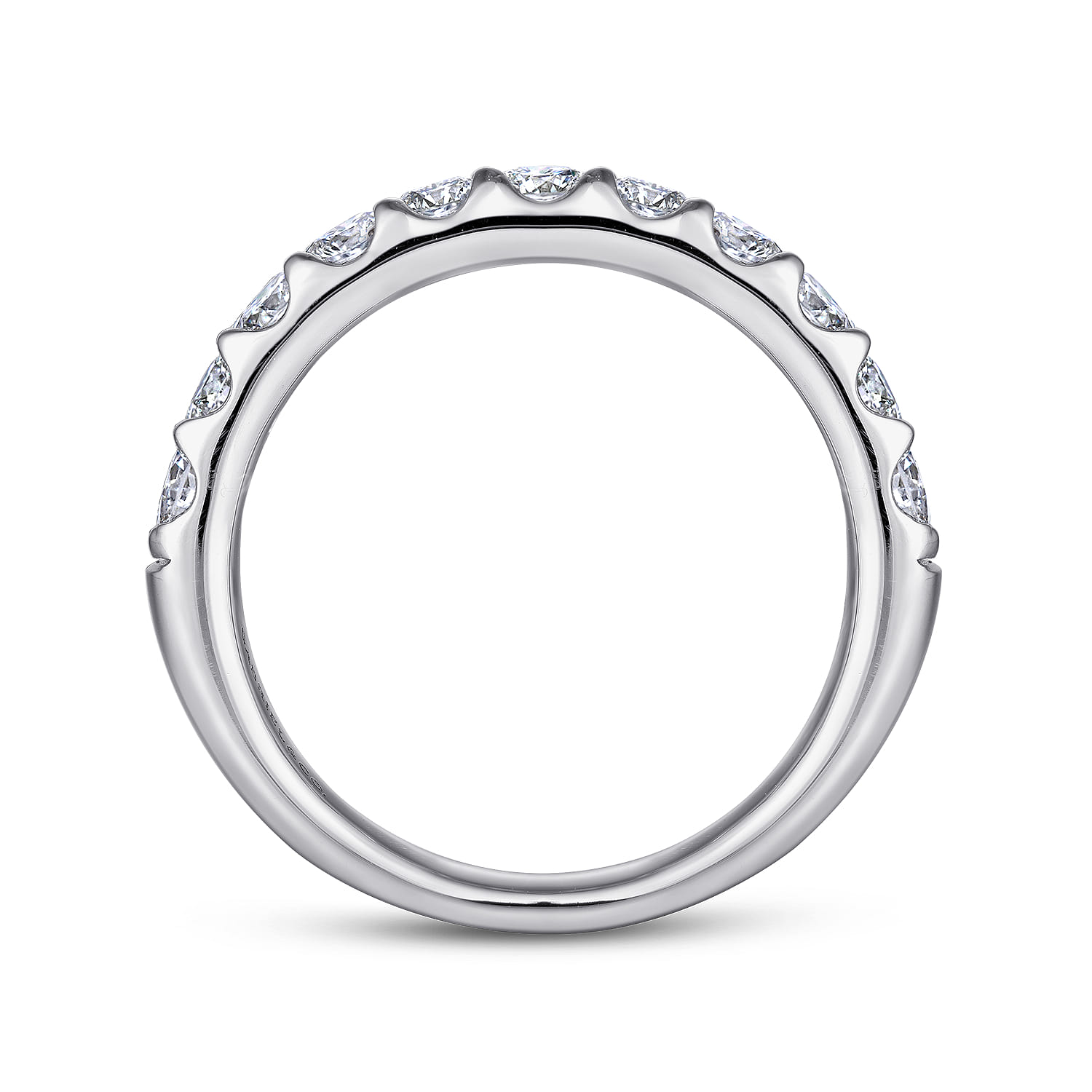 Straight Wedding Ring in 14k White Gold with Round Natural Diamond at Gabriel & Co. - Shot 2