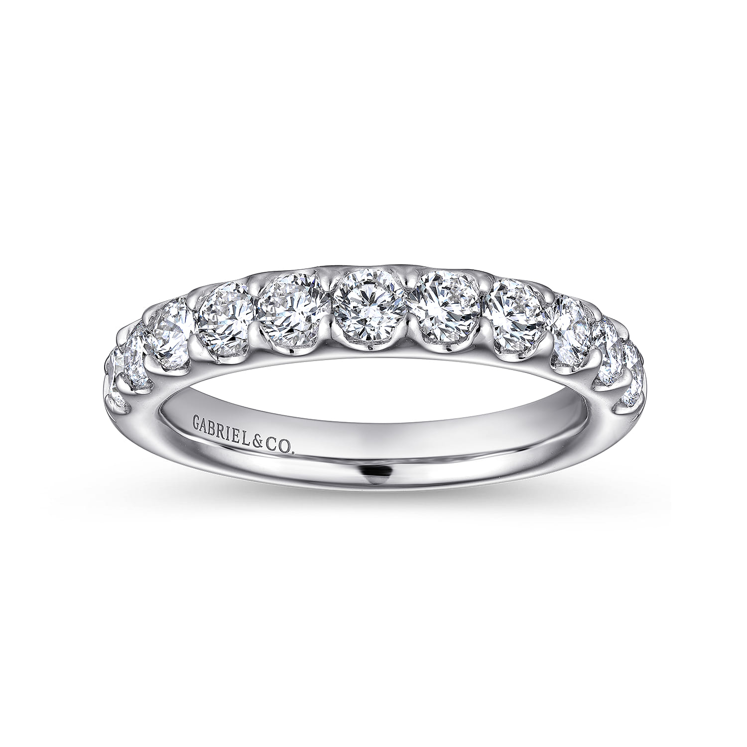 Straight Wedding Ring in 14k White Gold with Round Natural Diamond at Gabriel & Co. - Shot 4