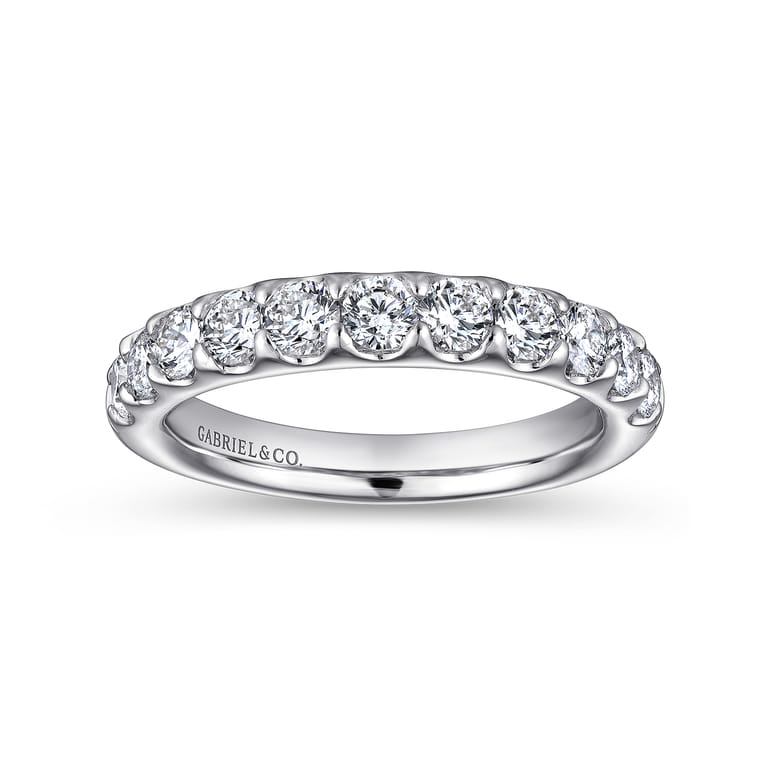 Straight Wedding Ring in 14k White Gold with Round Natural Diamond at Gabriel & Co. - Shot 4
