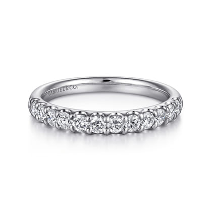 Tula - 14K White Gold Round 12 Stone Diamond Wedding Band