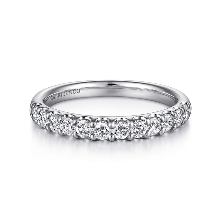 Straight Wedding Ring in 14k White Gold with Round Natural Diamond at Gabriel & Co. - Shot 1
