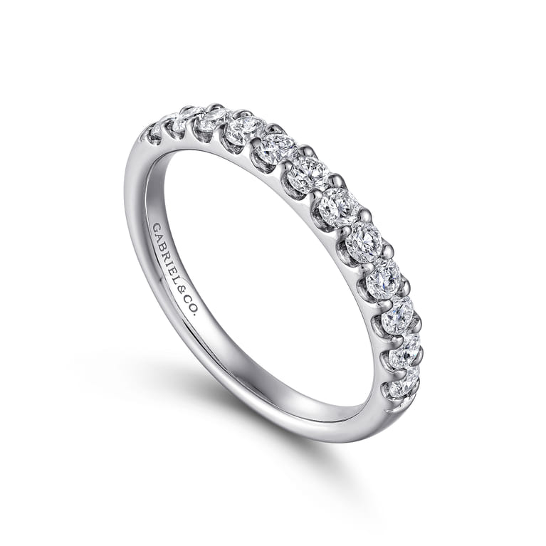 Straight Wedding Ring in 14k White Gold with Round Natural Diamond at Gabriel & Co. - Shot 3