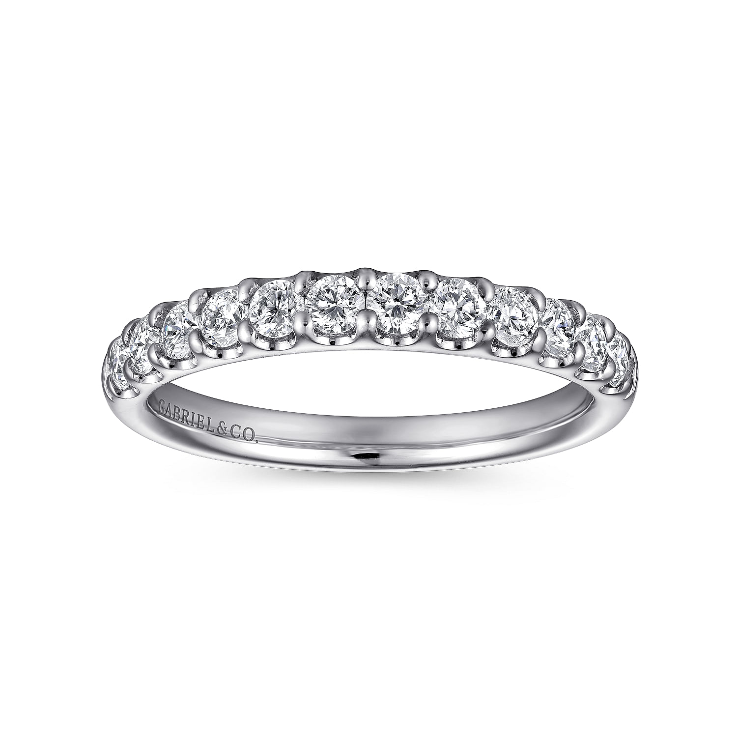 Tula - 14K White Gold Round 12 Stone Diamond Wedding Band