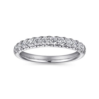 Tula - 14K White Gold Round 12 Stone Diamond Wedding Band