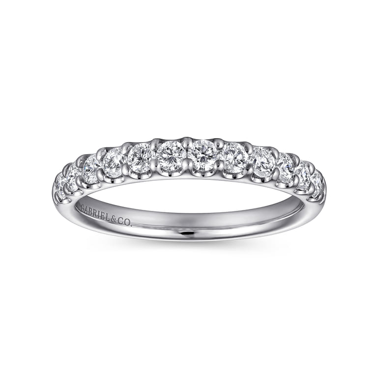 Straight Wedding Ring in 14k White Gold with Round Natural Diamond at Gabriel & Co. - Shot 4