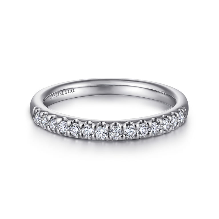 Straight Wedding Ring in 14k White Gold with Round Natural Diamond at Gabriel & Co. - Shot 1