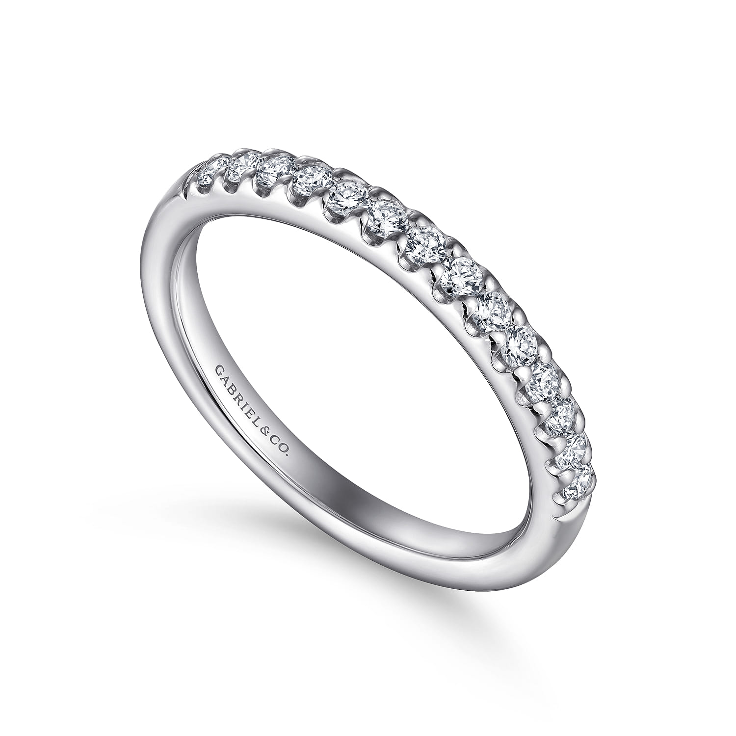 Straight Wedding Ring in 14k White Gold with Round Natural Diamond at Gabriel & Co. - Shot 3
