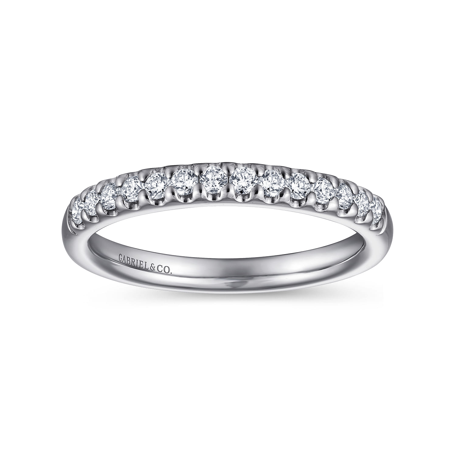 Straight Wedding Ring in 14k White Gold with Round Natural Diamond at Gabriel & Co. - Shot 4