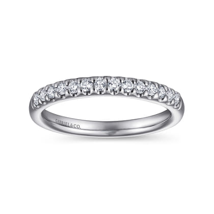 Tula - 14K White Gold Round 14 Stone Diamond Wedding Band