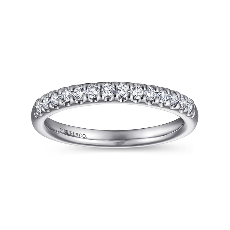 Straight Wedding Ring in 14k White Gold with Round Natural Diamond at Gabriel & Co. - Shot 4