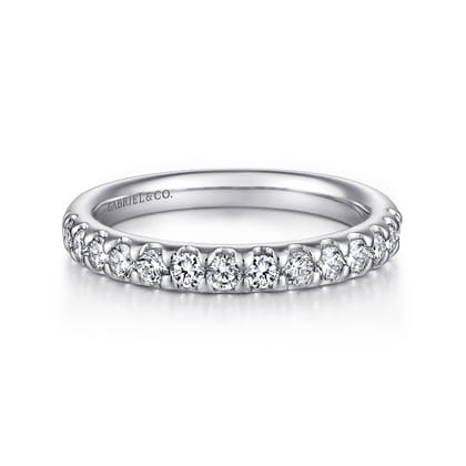 Tula - 14K White Gold Round 14 Stone Diamond Wedding Band