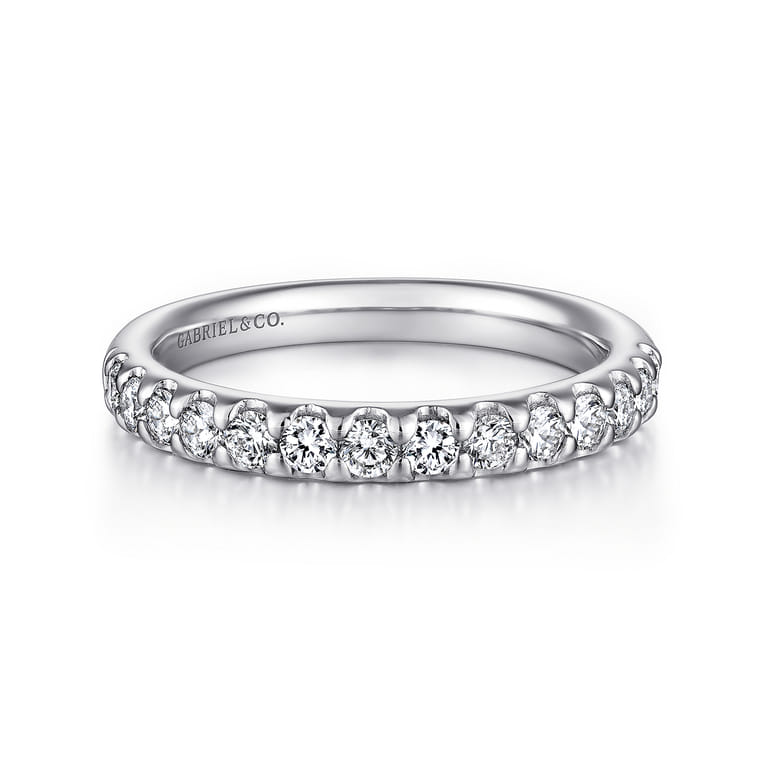Straight Wedding Ring in 14k White Gold with Round Natural Diamond at Gabriel & Co. - Shot 1