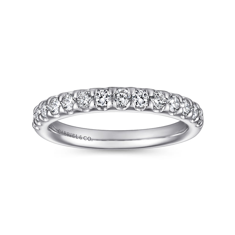 Straight Wedding Ring in 14k White Gold with Round Natural Diamond at Gabriel & Co. - Shot 4