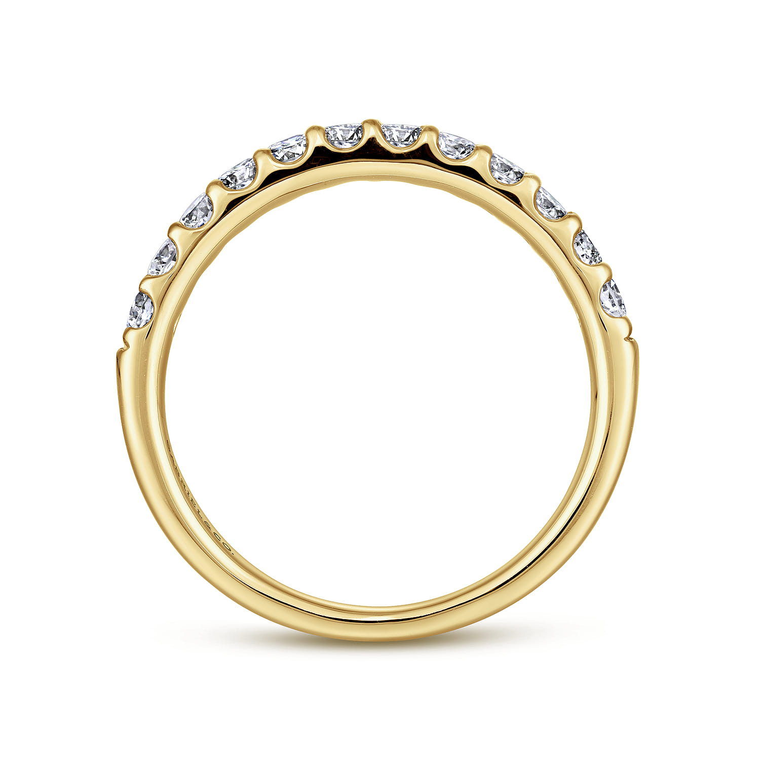 Straight Wedding Ring in 14k Yellow Gold with Round Natural Diamond at Gabriel & Co. - Shot 2
