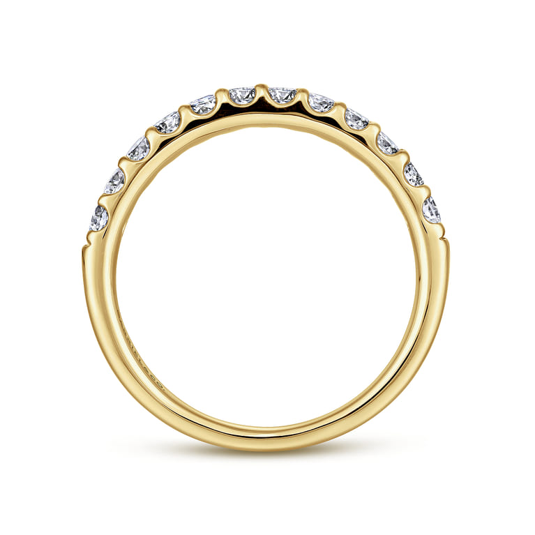 Straight Wedding Ring in 14k Yellow Gold with Round Natural Diamond at Gabriel & Co. - Shot 2