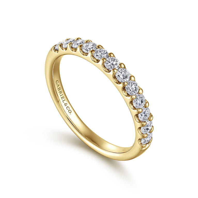 Straight Wedding Ring in 14k Yellow Gold with Round Natural Diamond at Gabriel & Co. - Shot 3