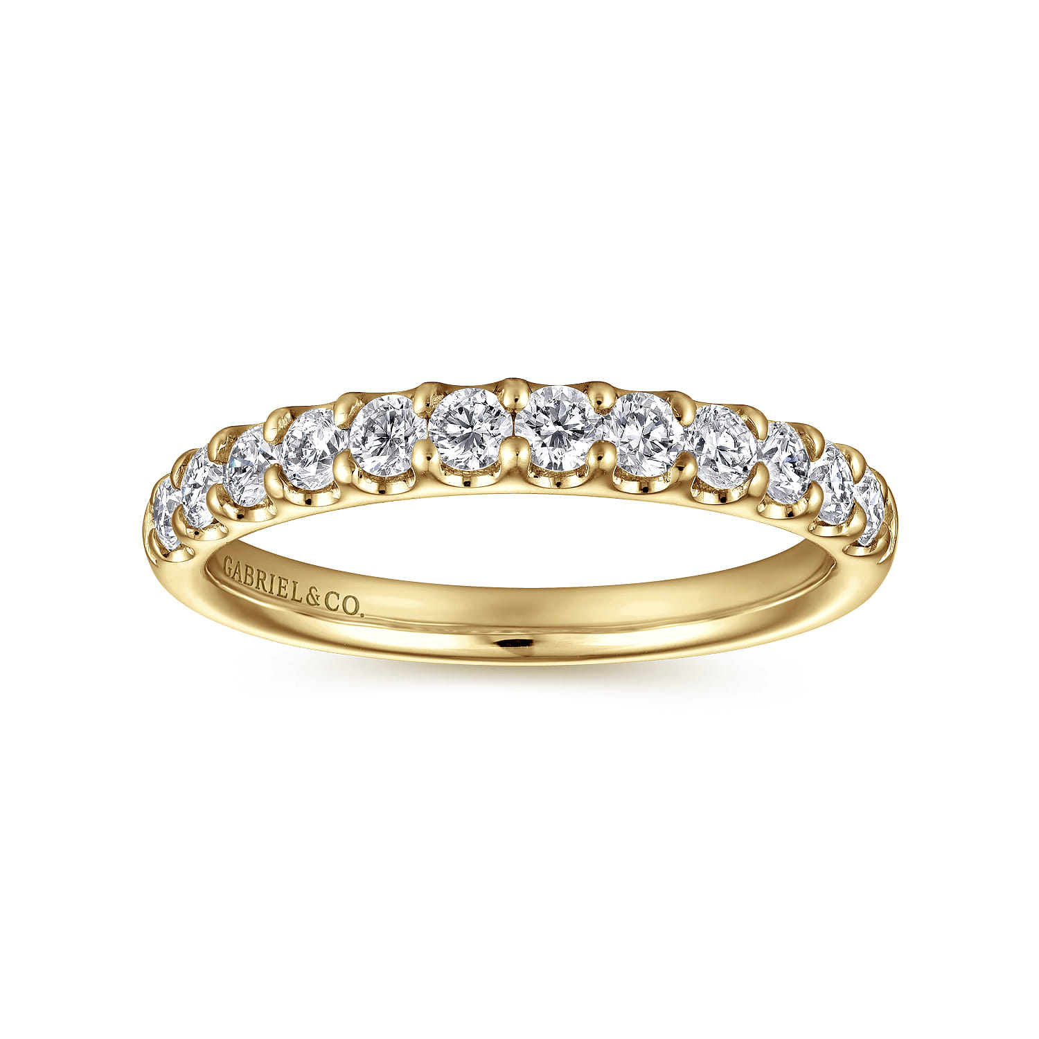 Straight Wedding Ring in 14k Yellow Gold with Round Natural Diamond at Gabriel & Co. - Shot 4