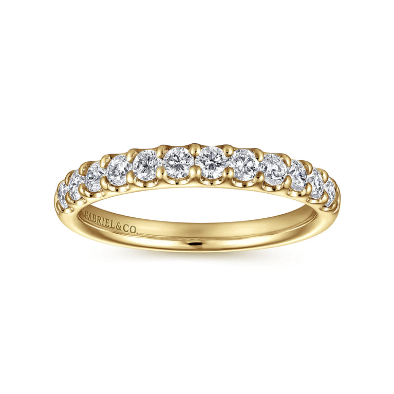 Straight Wedding Ring in 14k Yellow Gold with Round Natural Diamond at Gabriel & Co. - Shot 4