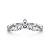 Tulsie - Curved 14K White Gold Marquise and Round Diamond Anniversary Band