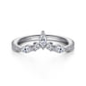 Curved Wedding Ring in 14k White Gold with Marquise Natural Diamond at Gabriel & Co.