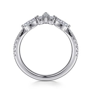 Tulsie - Curved 14K White Gold Marquise and Round Diamond Anniversary Band