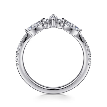 Tulsie - Curved 14K White Gold Marquise and Round Diamond Anniversary Band
