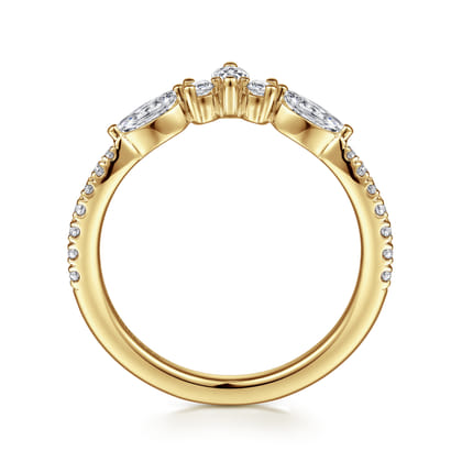 Tulsie - Curved 14K Yellow Gold Marquise and Round Diamond Anniversary Band