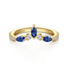 Curved Wedding Ring in 14k Yellow Gold with Marquise Sapphire at Gabriel & Co.