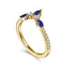 Curved Wedding Ring in 14k Yellow Gold with Marquise Sapphire at Gabriel & Co.