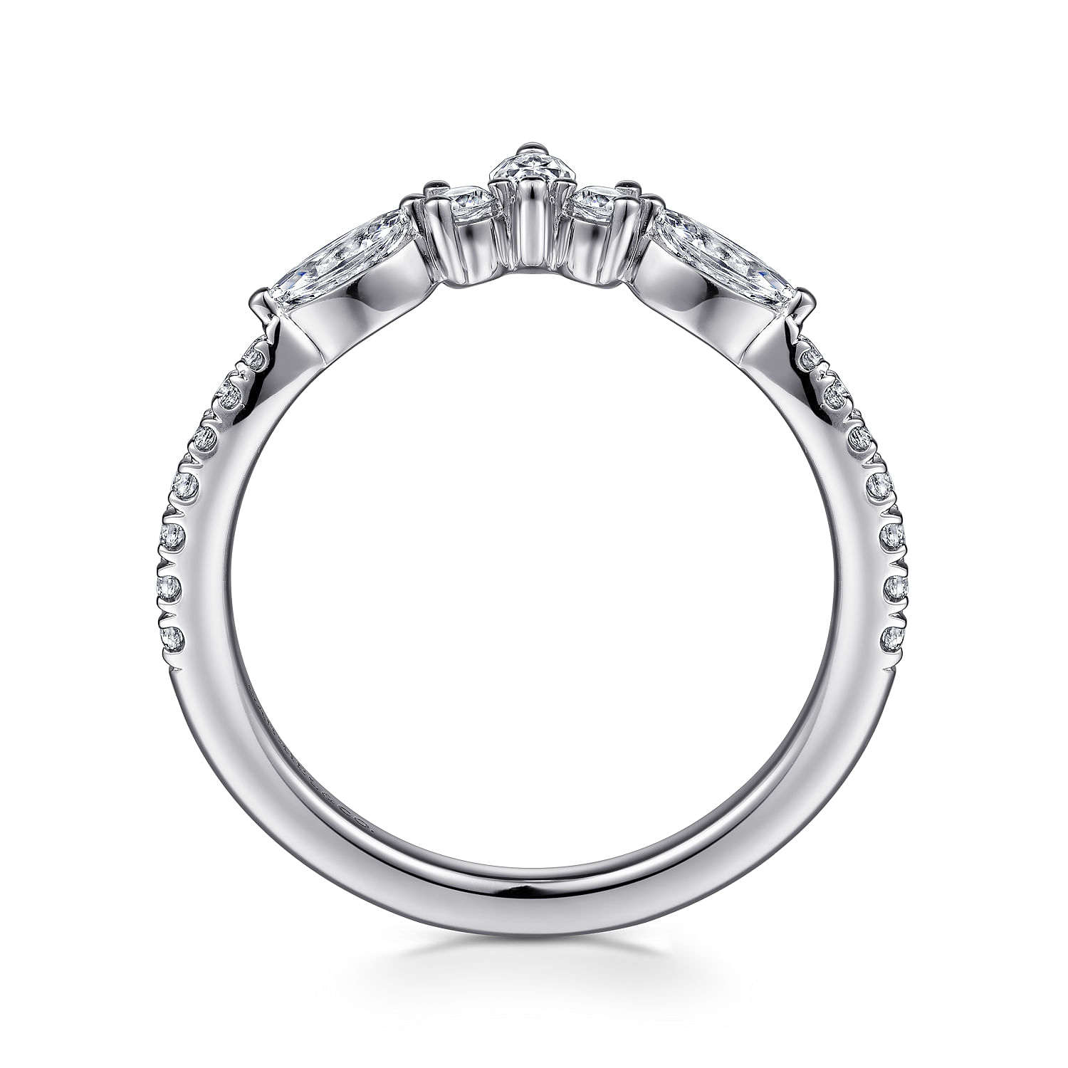 Tulsie - Curved Platinum Marquise and Round Diamond Anniversary Band